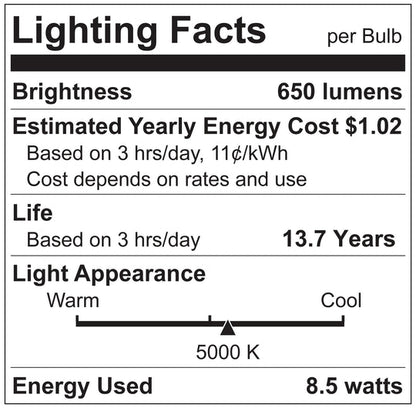 Luxrite LED BR30 Reflector Light Bulb, 8.5W, 650 Lumens, 5000K - Bright White, 80 CRI, Frosted White Finish, Dimmable (LR31875)