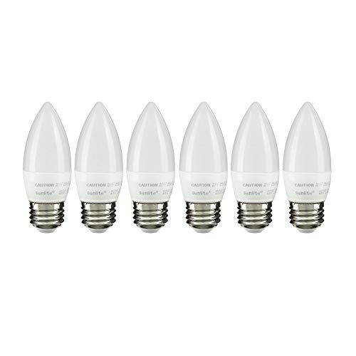 Sunlite LED B11 Torpedo Tip Chandelier Light Bulb 4.5 Watts (40w Equivalent), 300 Lumens, Medium (E26) Base, Dimmable, Energy Star and ETL Certified, 2700K Warm White, 6 Pack, Frosted