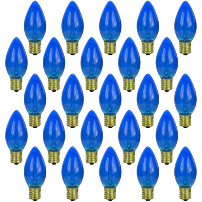 25 Pack Sunlite 7C9/TB 7 Watt C9 Lamp Intermediate (E17) Base Blue