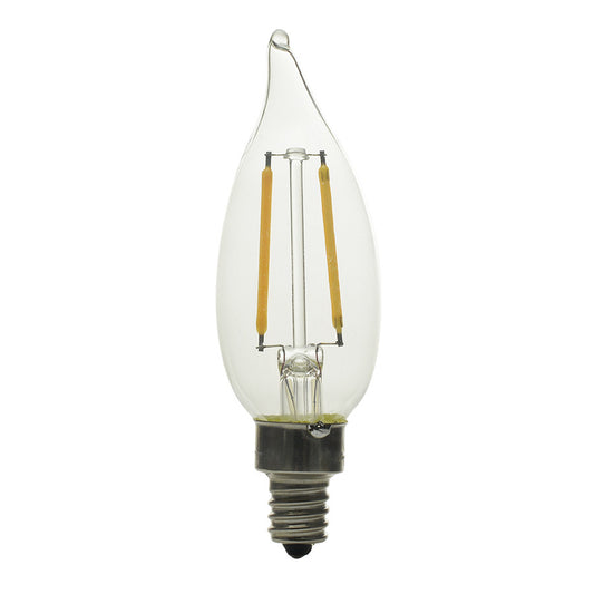 Luxrite LED Flame Tip Chandelier Light Bulb, E12 Candelabra Base, 4W, 5000K - Bright White, 400 Lumens, 80 CRI, Clear Finish, Dimmable (LR21579)