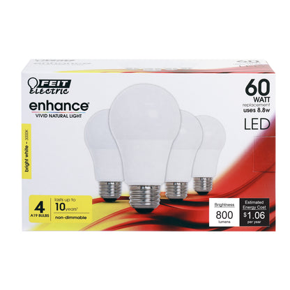 60-Watt Equivalent A19 Bright White LED (4-Pack)