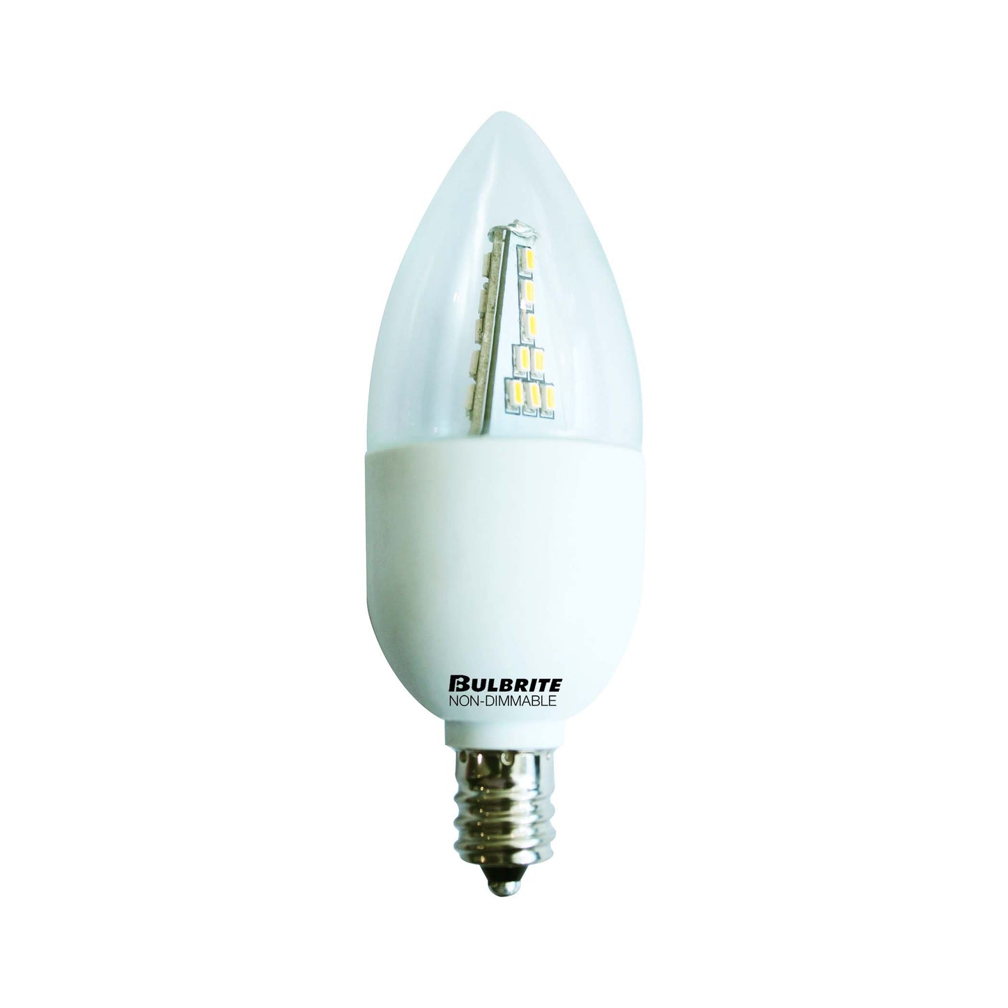 Bulbrite LED3CTC/E 3 Watt (25 Watt) LED B10 Non-Dimmable Chandelier Bulb, Candelabra Base, Clear