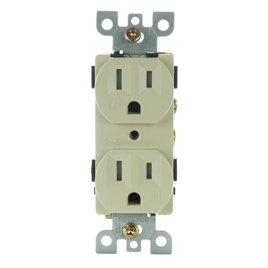 Sunlite E555/IV 15A Tamper Resistant Deplex Receptacle, Ivory