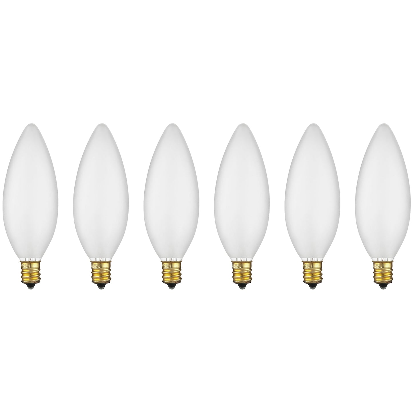 Sunlite 40 Watt Torpedo Tip Chandelier, Candelabra Base, Frost