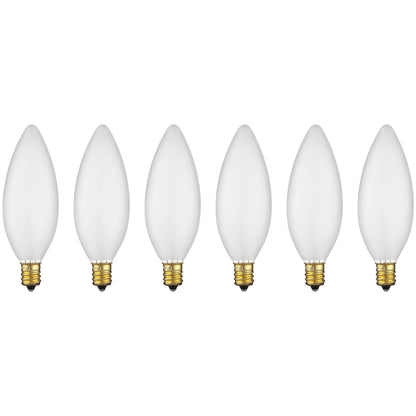 Sunlite 40 Watt Torpedo Tip Chandelier, Candelabra Base, Frost