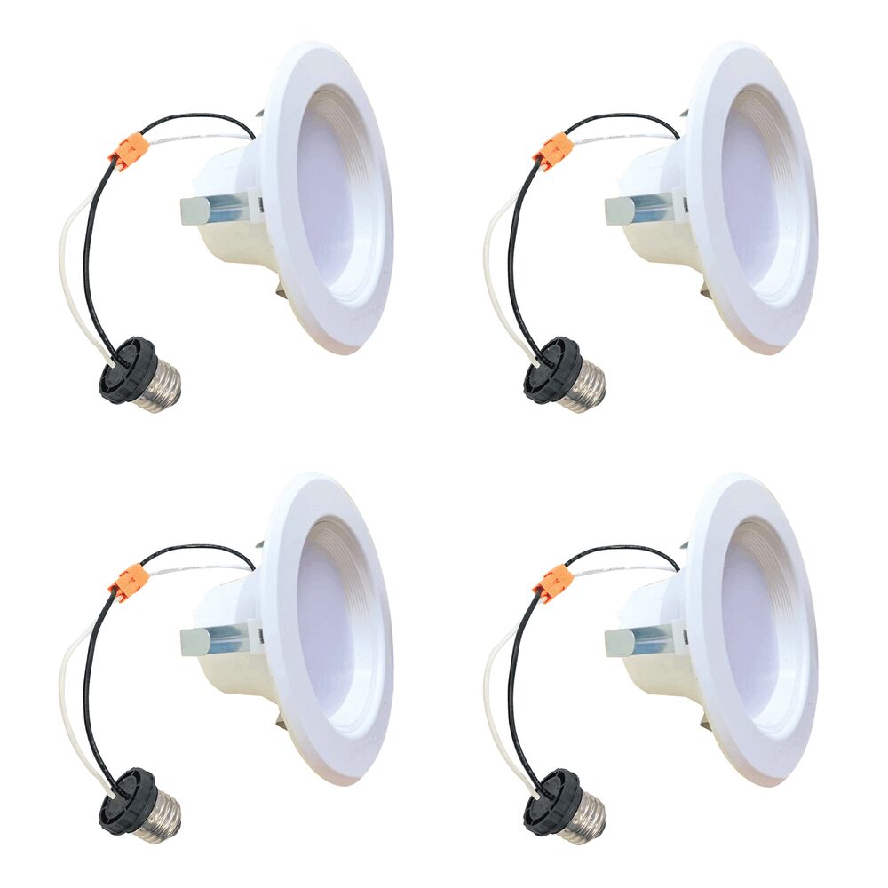 Bulbrite Pack of (4) 4" Integrated LED Recessed Retrofit Light Kit, 65-Watt Equivalent, 4000K