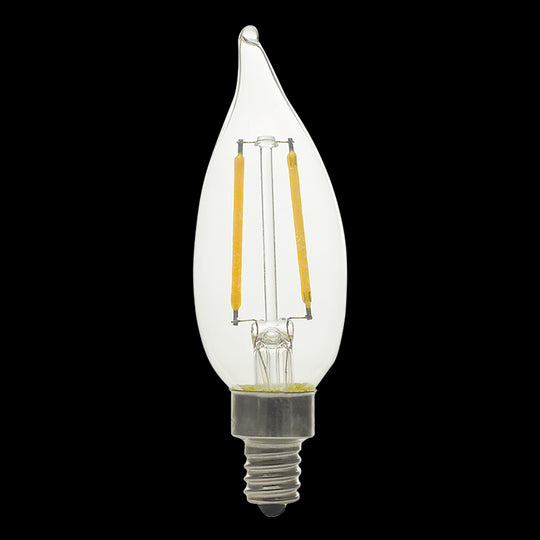 Luxrite LED Flame Tip Chandelier Light Bulb, E12 Candelabra Base, 4W, 2700K - Warm White, 400 Lumens, 80 CRI, Clear Finish, Dimmable, Pack of 12 (LR21573)