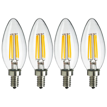 Sunlite LED Vintage Chandelier 4W (40W Equivalent) Light Bulb Candelabra (E12) Base, Warm White