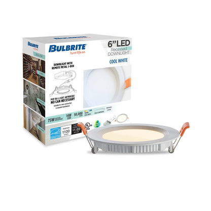 Bulbrite Pack of (2) 14 Watt 6" Round Integrated LED Recessed Downlight with Metal JBOX, 4000K Cool White Light, 1100 Lumens