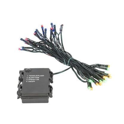Vickerman Battery Operated Multi-Colored LED Outdoor 35 Light Set, Automatic On-Off Timer. - 3 Pack