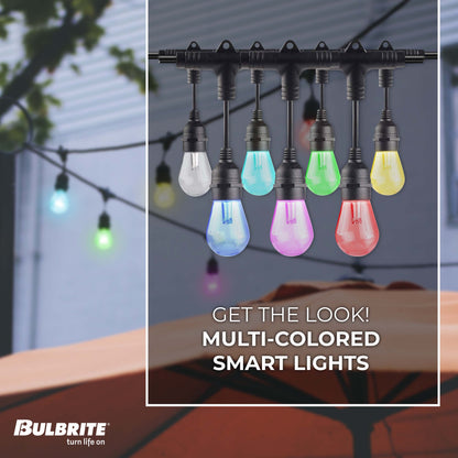 BULBRITE 36' SMART STRING LIGHT 18 SOCKETS W LED 0.3W S14 CLEAR PLASTIC LAMPS-2PK