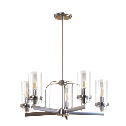 Lucia Five Light Traditional Chandelier Fixture with Clear Glass Shades