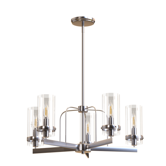 Lucia Five Light Traditional Chandelier Fixture with Clear Glass Shades