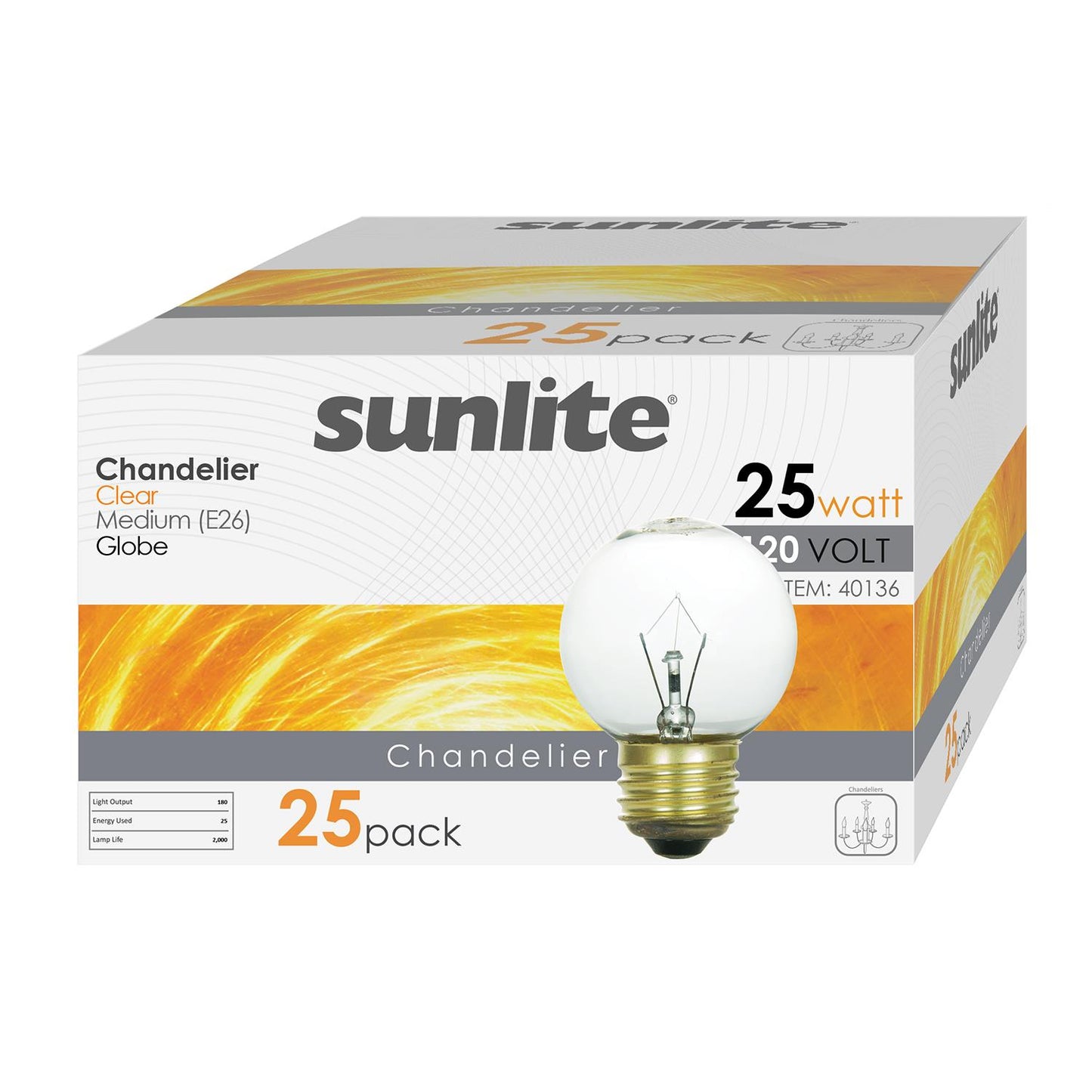 Sunlite 25 Watt G16 Globe, Medium Base, Clear