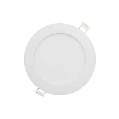 Luxrite LED 4" Mini Panel Round Smooth Canless Wafer Spotlight, 10W, 750 Lumens, Color Selectable - 2700K/3000K/3500K/4000K/5000K, 80 CRI, White Finish, Dimmable (LR23756)