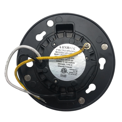 Luxrite LED 4" Magnetic Interchangeable Universal Downlight, 8W, 500 Lumens, Color Selectable - 2700K/3000K/3500K/4000K/5000K, Black Finish, 80 CRI, Dimmable (LR24960)