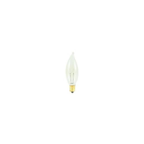 Bulbrite 25CFC/25/3 25 Watt Incandescent CA8 Flame Tip Chandelier Bulb, Candelabra Base, Clear