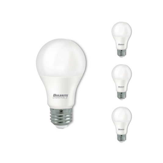 Bulbrite Pack of (4) 9 Watt Dimmable A19 Frost Finish Medium Screw (E26) LED Light Bulb - 800 Lumens, 2700K