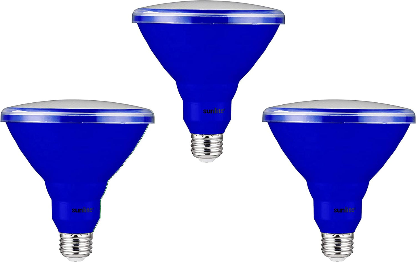 Sunlite 81477 LED PAR38 Colored Recessed Light Bulb, 15 watt (75W Equivalent), Medium (E26) Base, Floodlight, ETL Listed, Blue, Pack of 3