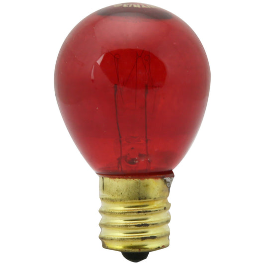 10 Watt S11 Colored Indicator, Intermediate Base, Transparent Red Pack of 25