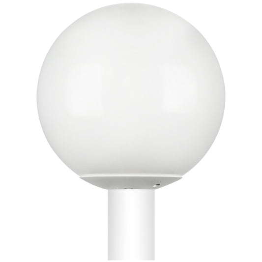 Sunlite 41324-SU 12" Decorative Outdoor Globe Post Mount Fixture, Medium Base (E26) Socket, Mounts on 3" Post (Not Included), UL Listed, White Globe, White Base