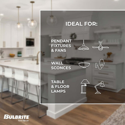 Bulbrite LED Filament Pack of (4) 5 Watt Dimmable G25 Light Bulb with a Clear Finish and Medium (E26) Base - 3000K (Soft White Light), 800 Lumens