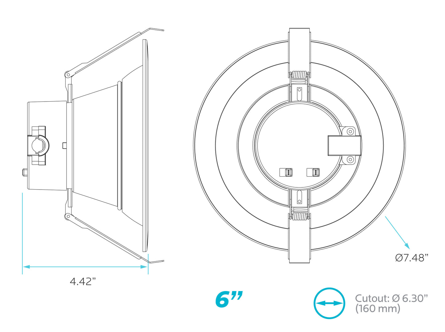 Luxrite Cct Change LED/CDL6/3WO/3CCT/B/JB 3000K/4000K/5000K Cct Select