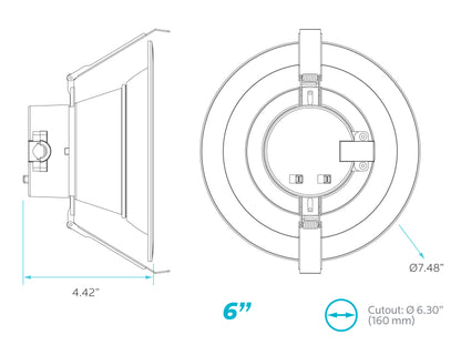 Luxrite Cct Change LED/CDL6/3WO/3CCT/B/JB 3000K/4000K/5000K Cct Select