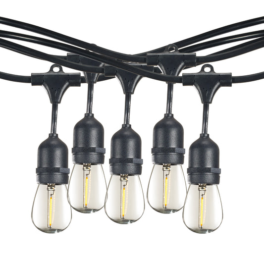 Bulbrite 48-foot String Light Kit with Clear Shatter Resistant Vintage Style S14 LED Light Bulbs