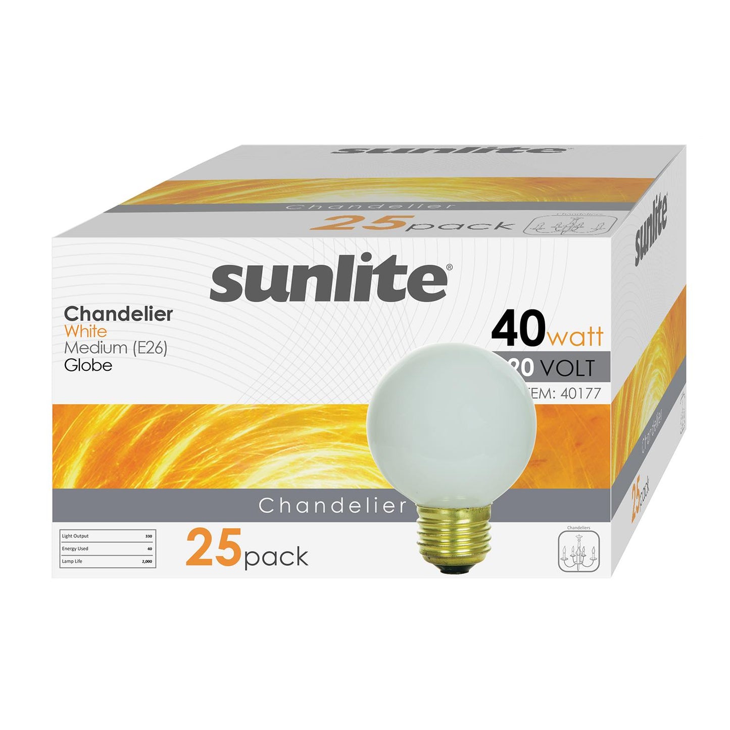 Sunlite 40 Watt G19 Globe, Medium Base, White