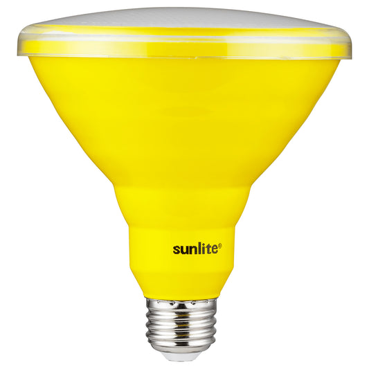 Sunlite 81476 LED PAR38 Colored Recessed Bug Light Bulb, 15 watt (75w Equivalent), Medium (E26) Base, Floodlight, ETL Listed, Yellow, 1 pack