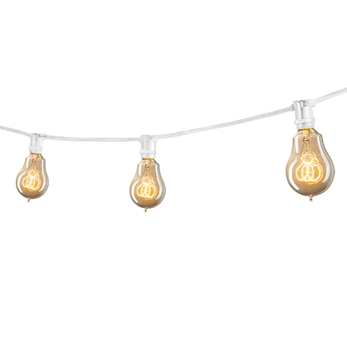 Bulbrite STRING15/E12/WHITE-NOSA15KT Outdoor Mini String Light w/Vintage Edison Bulbs, 25-Feet, 15 Lights Sockets, White