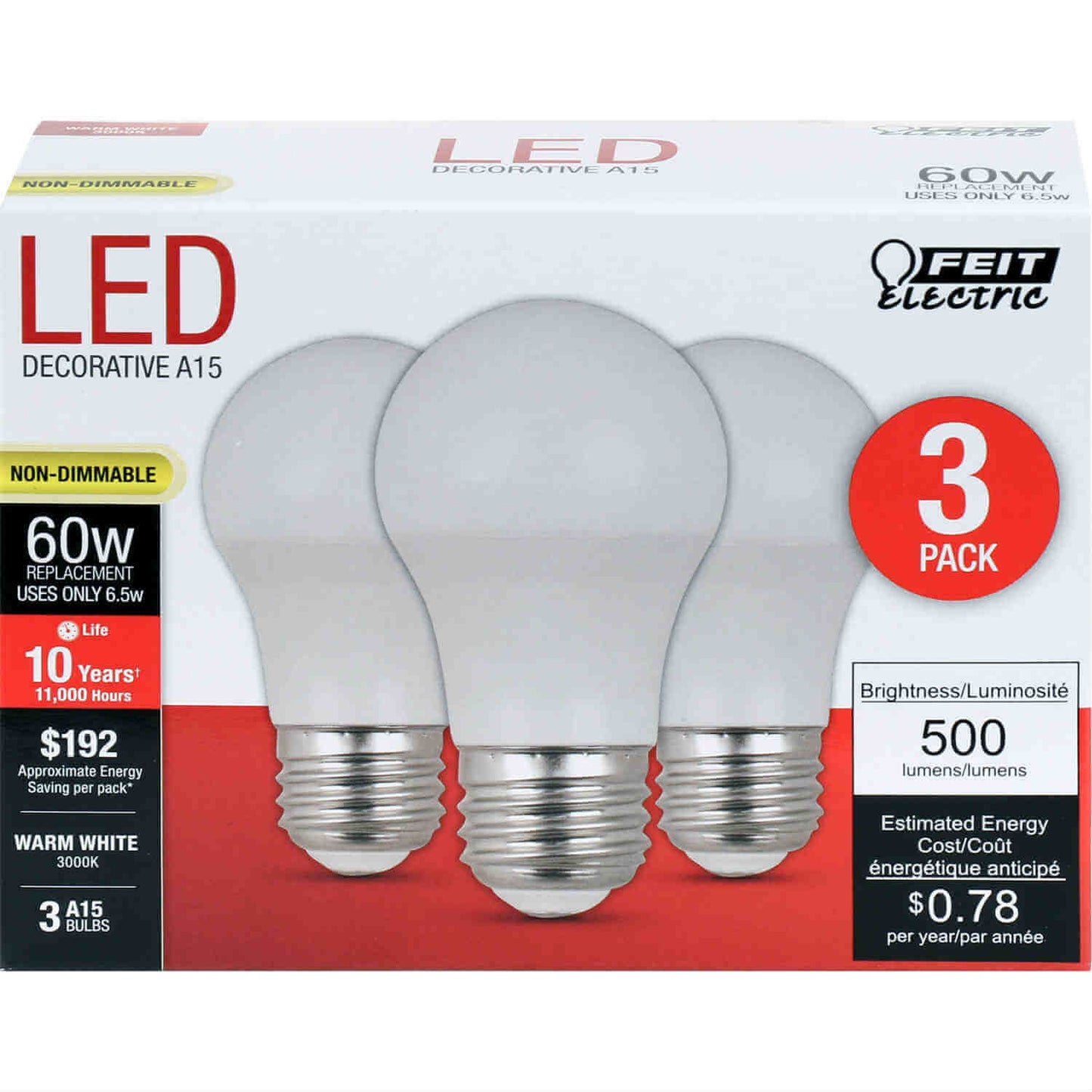 500 Lumen 3000K Non-Dimmable LED