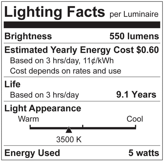 Luxrite LED B11 Torpedo Tip Chandelier Light Bulb, E12 Candelabra Base, 5W, 3.77", 3500K - Natural, 550 Lumens, 80 CRI, Clear Finish, Dimmable, Pack of 10 (LR21645)