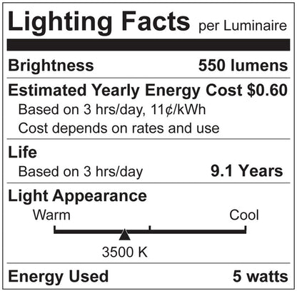 Luxrite LED B11 Torpedo Tip Chandelier Light Bulb, E12 Candelabra Base, 5W, 3.77", 3500K - Natural, 550 Lumens, 80 CRI, Clear Finish, Dimmable, Pack of 10 (LR21645)