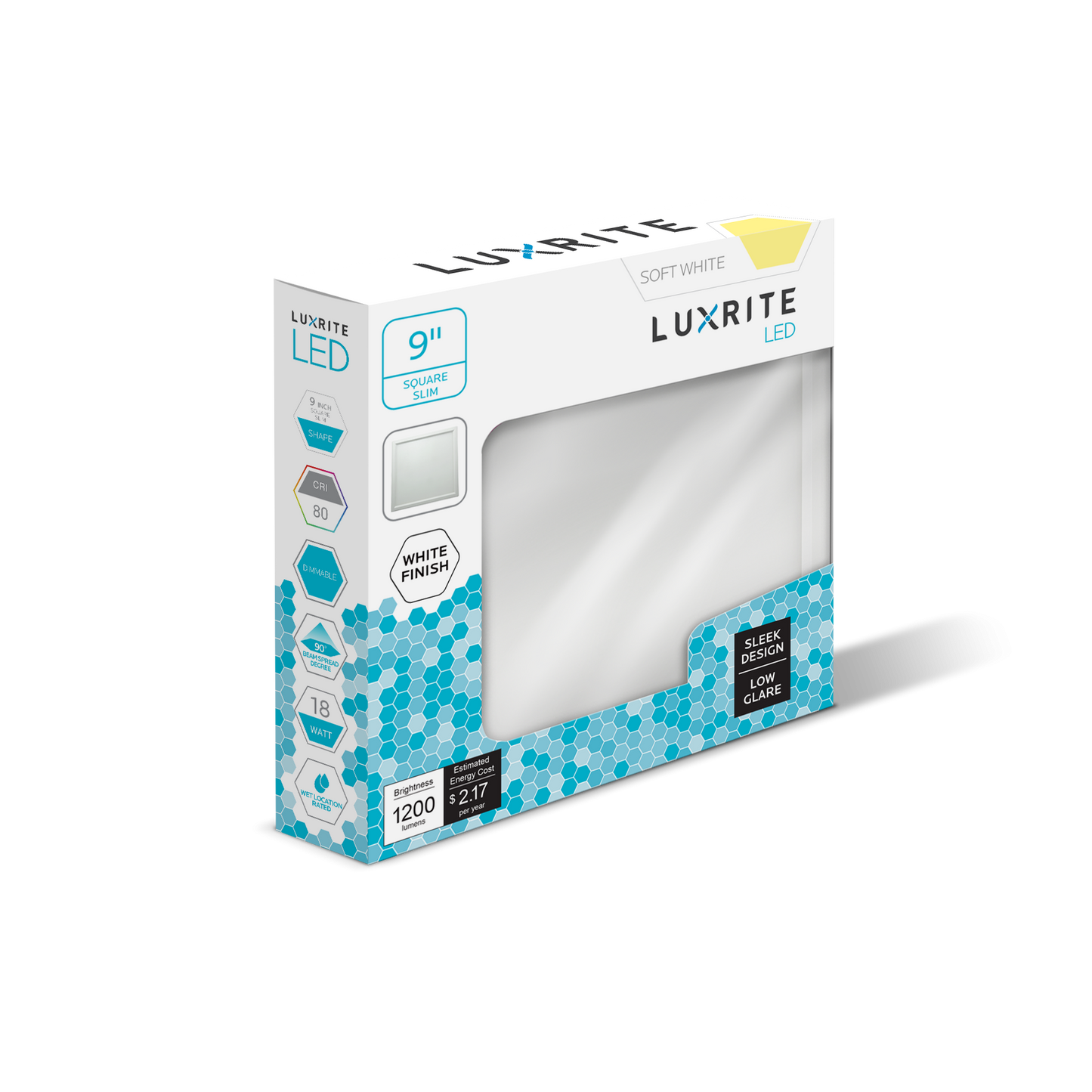 Luxrite Surface Mount LED18/SLIM9/30K/W/SQ 3000K Soft White
