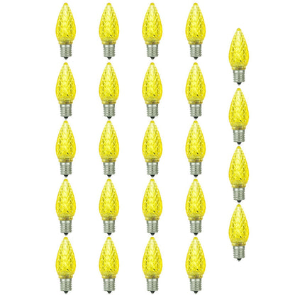 Sunlite LED C9 0.4W Yellow Colored Decorative Chandelier Light Bulbs, Intermediate (E17) Base