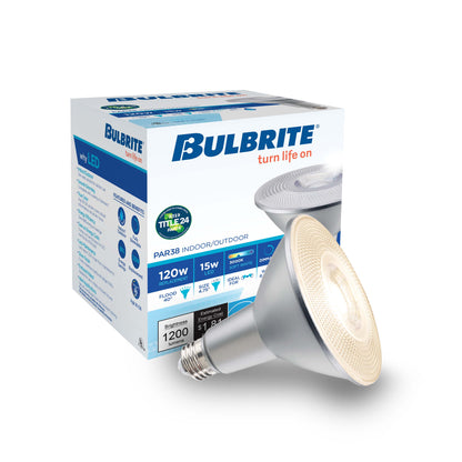 Bulbrite Pack of (2) 15 Watt Dimmable Flood PAR38 Medium (E26) LED Bulb - 1200 Lumens, 3000K, and 90 CRI