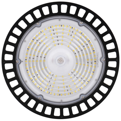 Sunlite 89780 LED Commercial UFO High Bay Light Fixture, 100 Watts (250W=), 14000 Lumens, 5000K Super White, Dimmable, UL Listed, Black, 120-277V, IP65, For Warehouses, Factories & Workshops