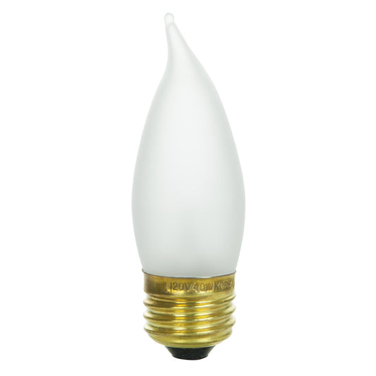 Sunlite 60 Watt Flame Tip Chandelier, Medium Base, Frost