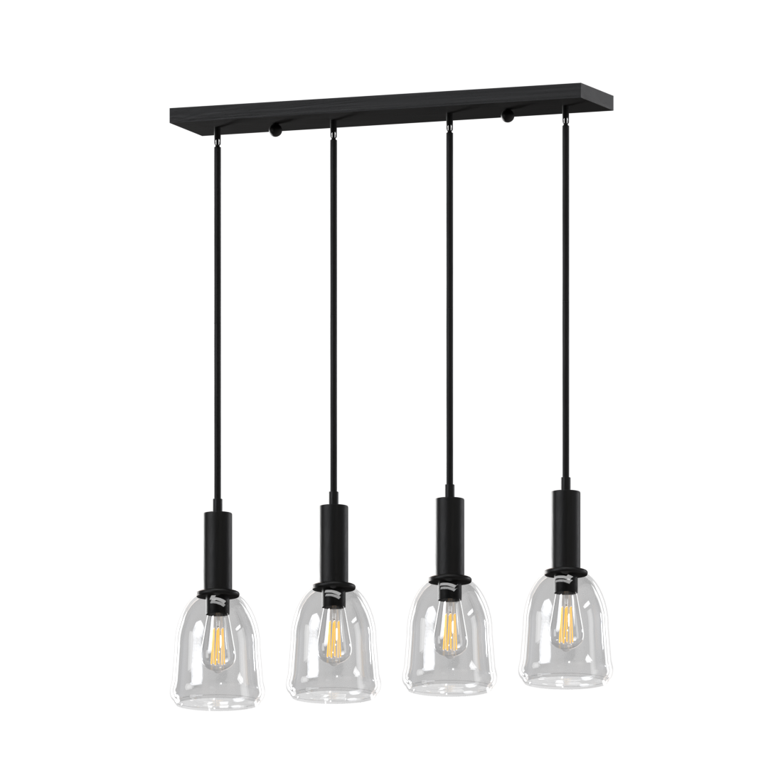 Talia Quad Four Light Modern Linear Cluster Pendant Fixture with Glass Shades