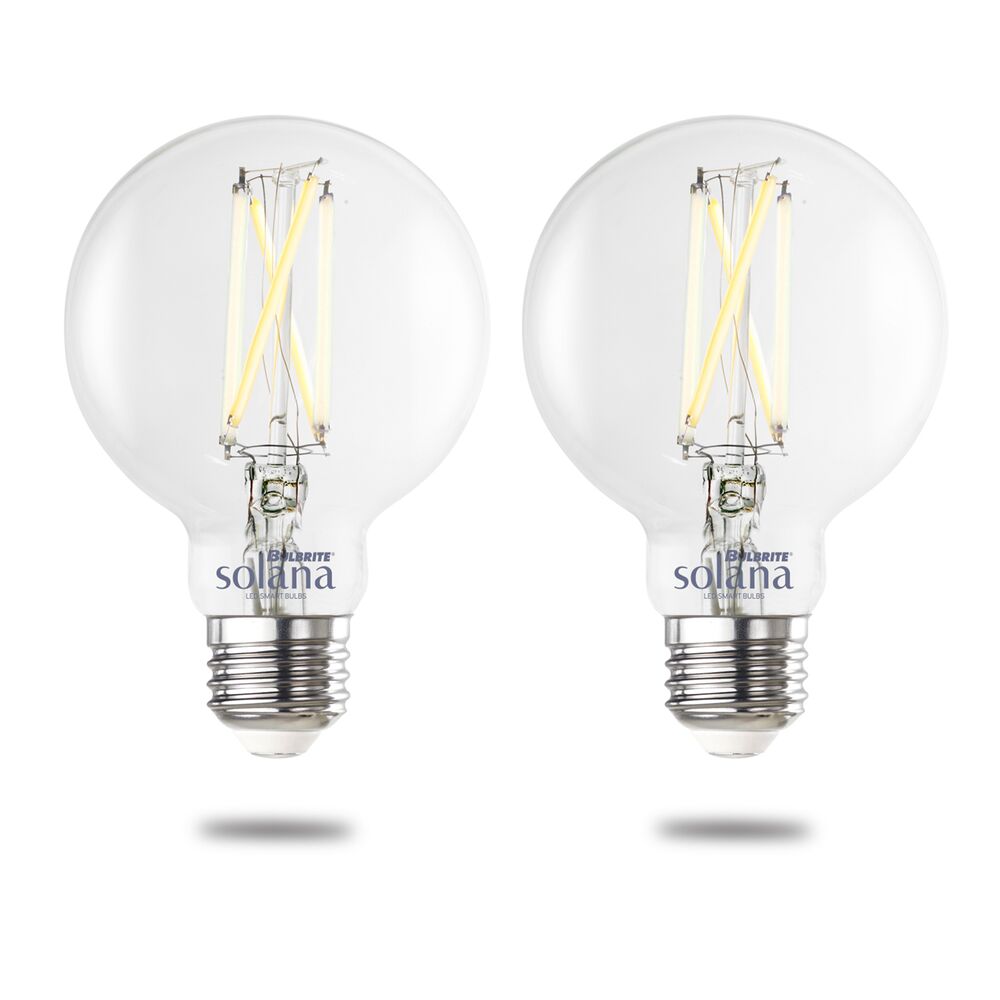 Bulbrite Solana 2-Pack 60 Watt Equivalent G25 Smart WiFi Connected 90CRI LED Edison Filament Light Bulb