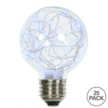 Vickerman Blue LED Twinkle Glass G95 Fairy Light Christmas Bulb