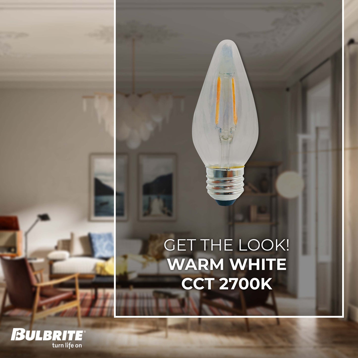 Bulbrite Fiesta Pack of (4) 4 Watt Dimmable F15 LED Filament Light Bulb with Clear Iridescent Glass Finish and Medium (E26) Base - 2700K (Warm White Light), 320 Lumens