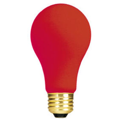 Bulbrite 60A/CR 60 Watt Incandescent A19 Party Bulb, Medium Base, Ceramic Red