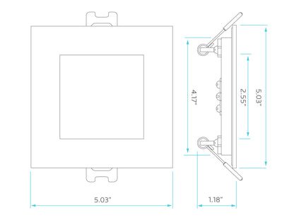 Luxrite LED 4" Mini Panel Square Smooth Canless Wafer Spotlight, 10W, 750 Lumens, Color Selectable - 2700K/3000K/3500K/4000K/5000K, 80 CRI, White Finish, Dimmable, Pack of 3 (LR23759)