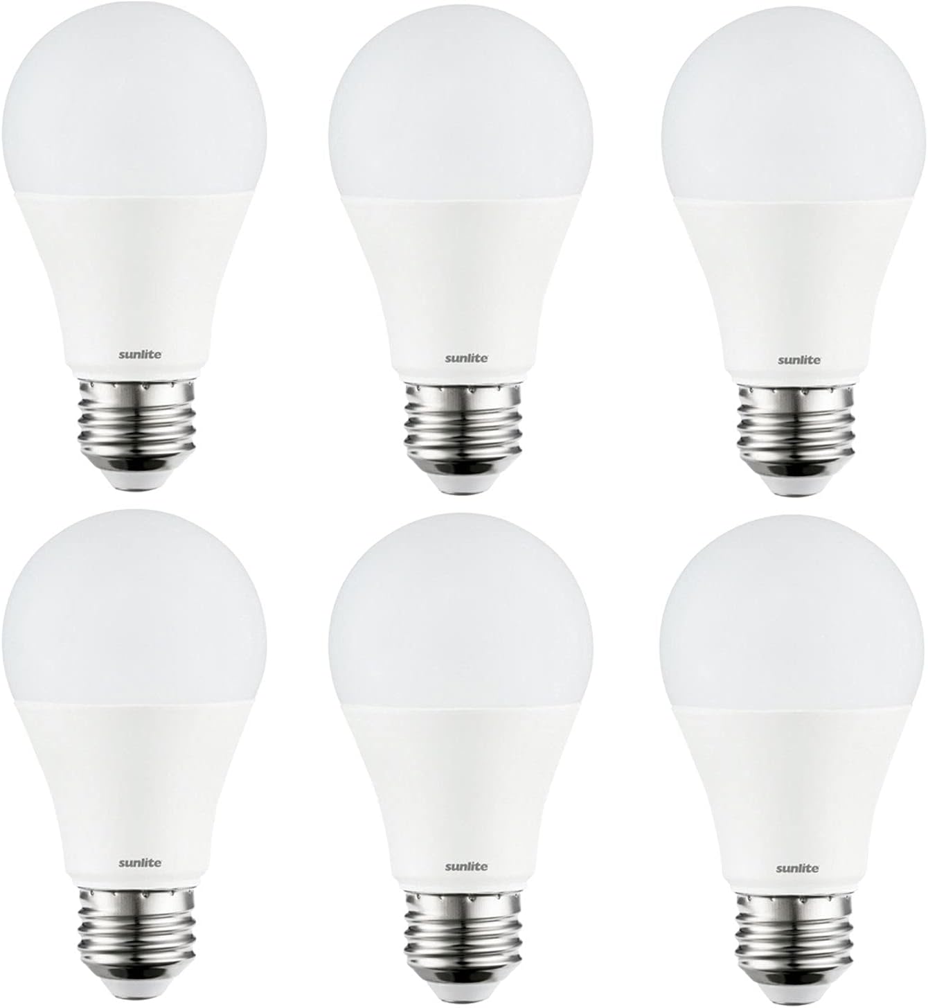 Sunlite LED A19 Standard Light Bulb, 6 Watts (40 Watt Equivalent), 450 Lumens, Medium Base (E26), Dimmable, UL Listed, Energy Star, 5000K Super White, 6 Pack