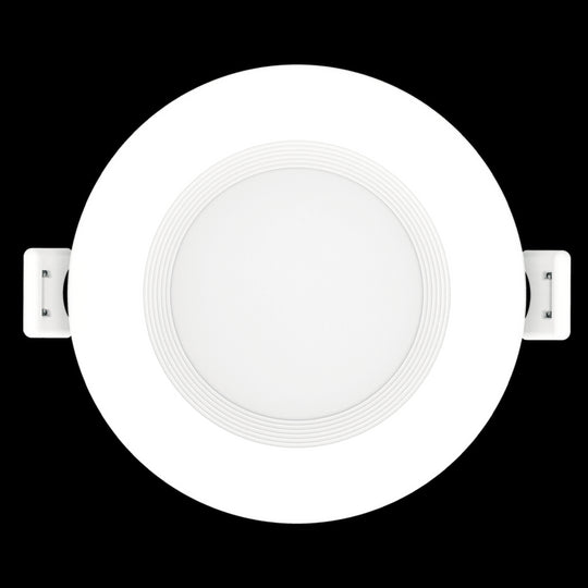 Luxrite LED 3" Mini Panel Round Baffled Canless Wafer Spotlight, 6W, 400 Lumens, Color Selectable - 2700K/3000K/3500K/4000K/5000K, 90 CRI, White Finish, Dimmable, Pack of 3 (LR23730)