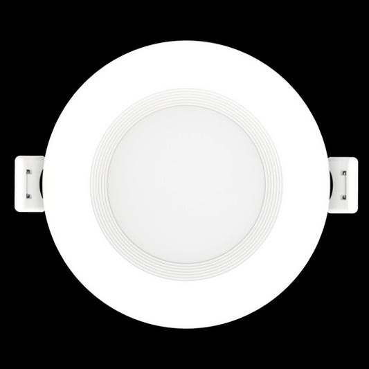 Luxrite LED 3" Mini Panel Round Baffled Canless Wafer Spotlight, 6W, 400 Lumens, Color Selectable - 2700K/3000K/3500K/4000K/5000K, 90 CRI, White Finish, Dimmable, Pack of 3 (LR23730)