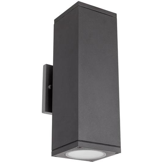 Sunlite 88143 LED 10 Inch Up & Down Square Wall Sconce, 24Watts (100W Equivalent), 1700 Lumens, Adjustable 3 CCT 3000K-5000K, 100-277V, Matte Black Aluminum, Outdoor Lighting, Garage, Entryways, Yards